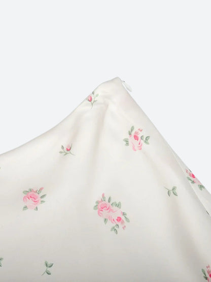 Soft Girl Floral Satin Midi Skirt