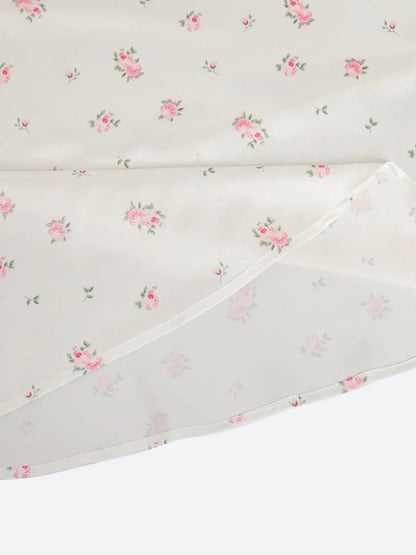 Soft Girl Floral Satin Midi Skirt