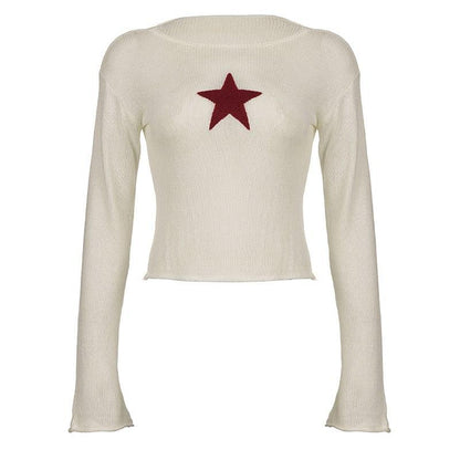 Star Embroidery Knitted Top