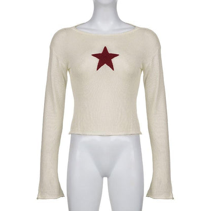 Star Embroidery Knitted Top