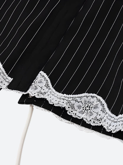 Striped Lace Trim Corset Top