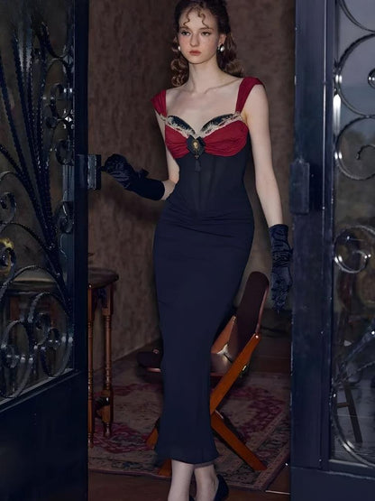 Vintage Corset Bodycon Maxi Dress