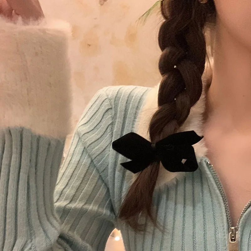 Red Velvet Korean Sweet Bowknot Side Duckclip Christmas Hair Accessory