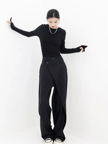 Wrap Front Wide Leg Pants