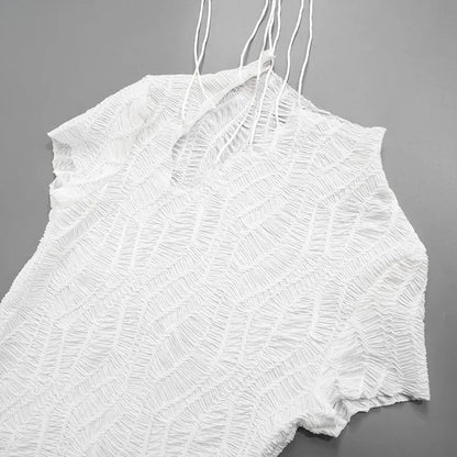 Wrinkled Lace Up Mini Dress