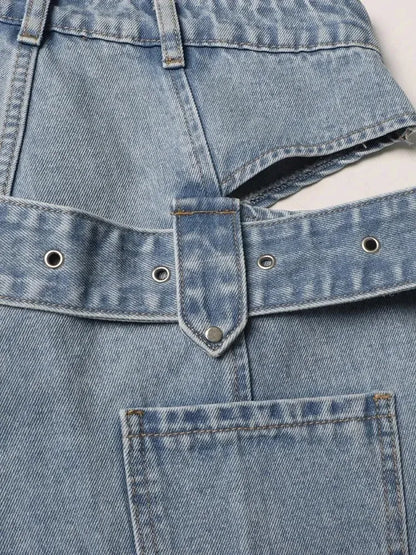 Y2K Belted Cut Out Jeans