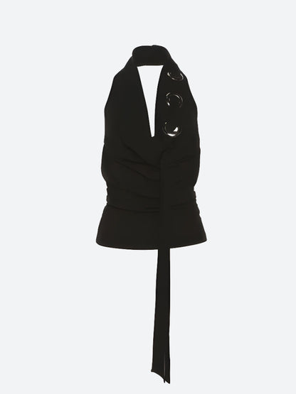 Y2K Eyelets Halter Neck Top