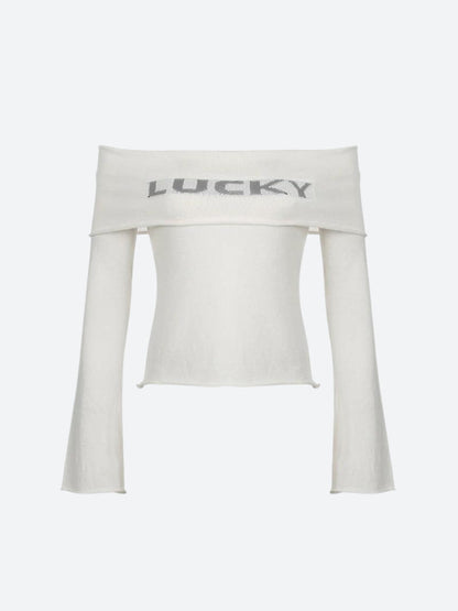 Y2K Lucky Girl Off Shoulder Top