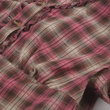 Y2K Plaid Ruffled Shirt