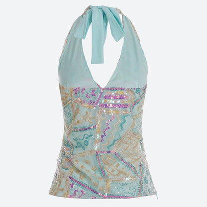 Y2K Sequined Halter Top
