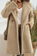 Mid Length Fuzzy Lapel Coat coats