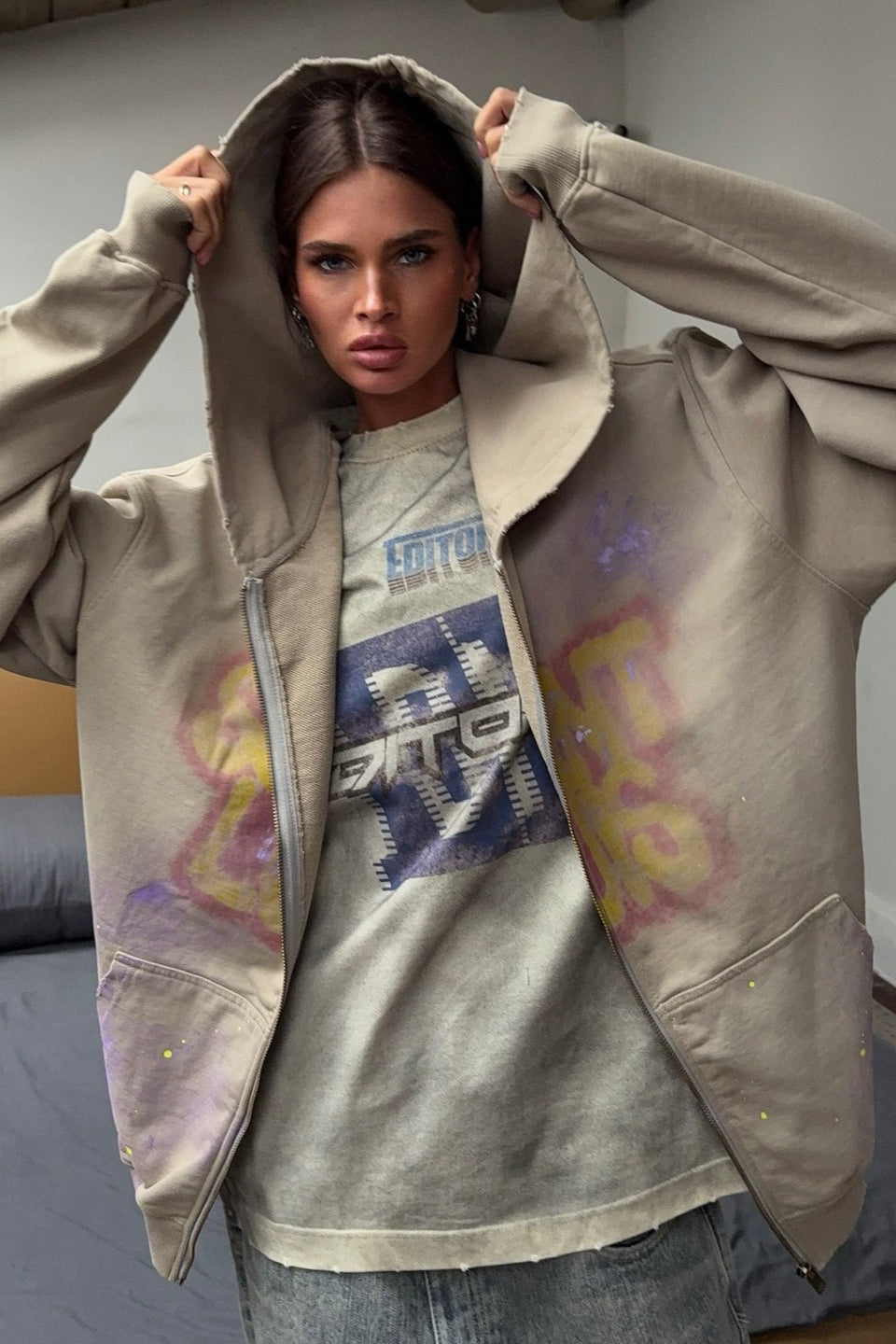 Vintage Graffiti Oversized Hoodie