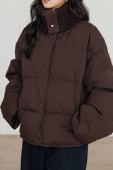 Knit Collar White Duck Down Puffer Jacket