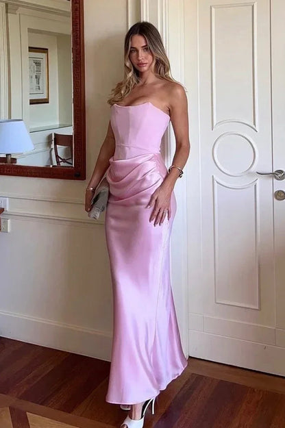 Pink Prom Party Midi Dress