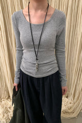 Longline Viscose Long Sleeve Knit Top