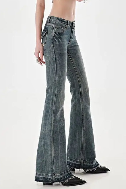 Slim Fit Low Waist Micro Flare Jeans
