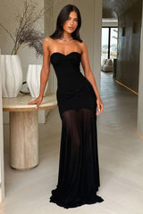 Sheer Mesh Off Shoulder Maxi Dress