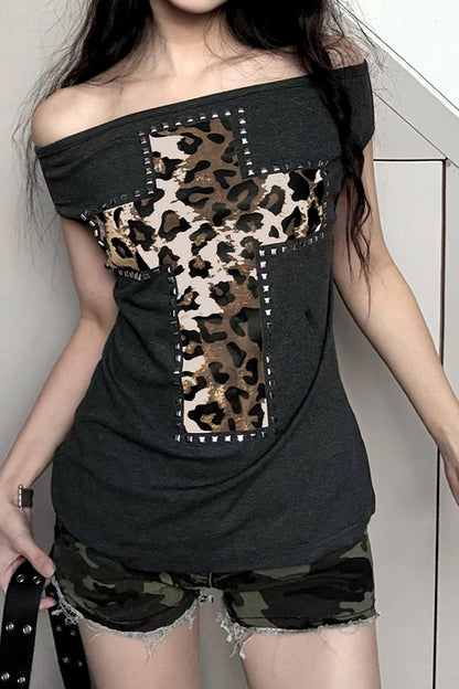 Sexy Leopard Print Slim Fit T-Shirt
