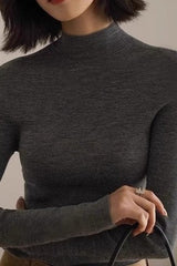 Wool Blend Mock Knit Top