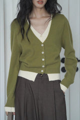 Green Two-Layer Knit Cardigan Green / One Size