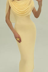 Solid Color Draped Formal Dress