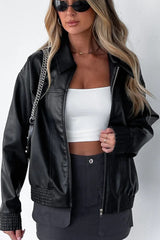 PU Leather Baseball Jacket