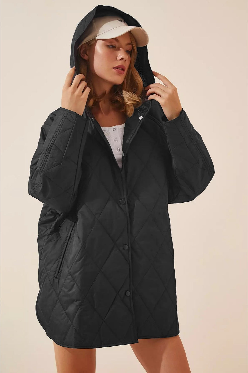 Casual Long Hooded Puffer Jacket XS / Black