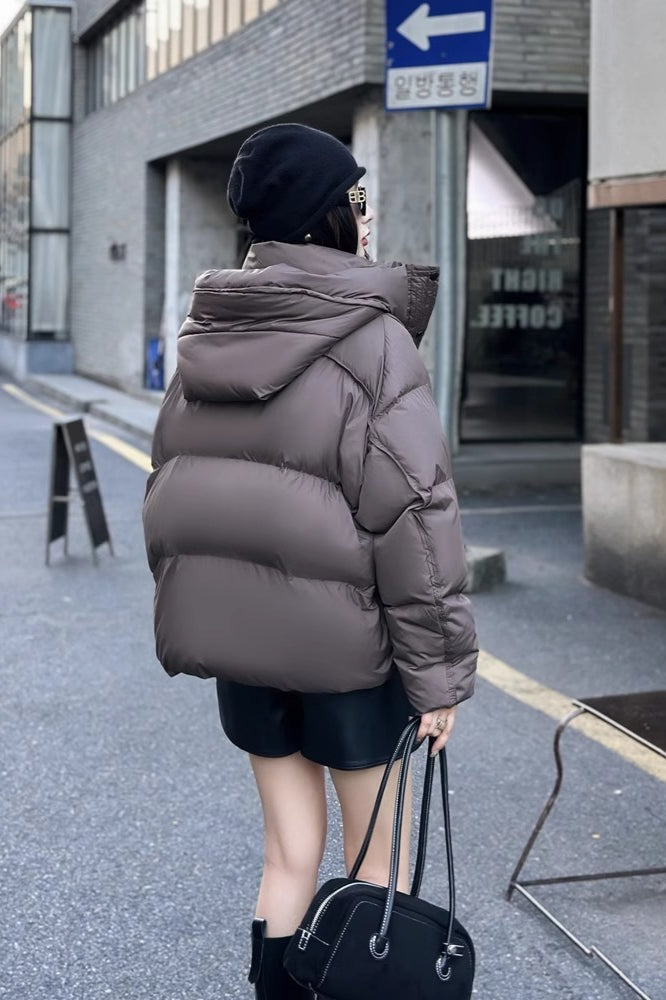 Cropped Oversized Duck Fill Puffer Jacket