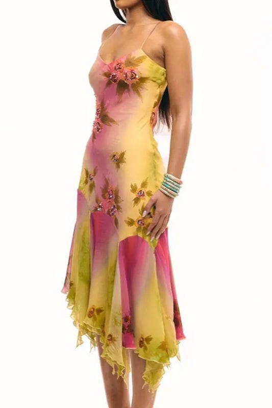 Bohemian Printed Halter Midi Dress