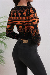 Halloween Jacquard Colorblock Sweater