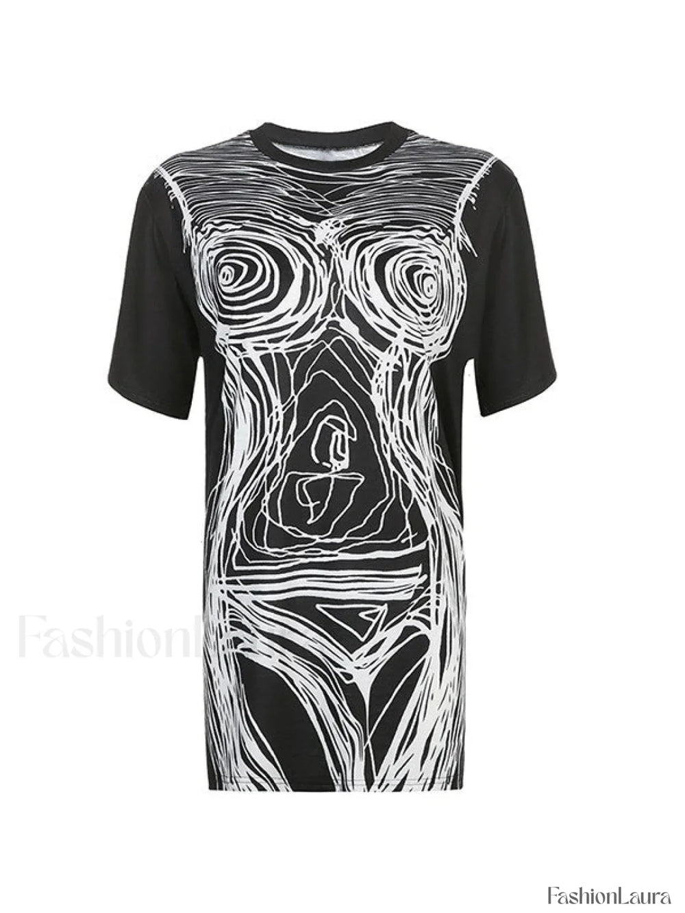 Abstract Line Print Tee Mini Dress Mini Dresses