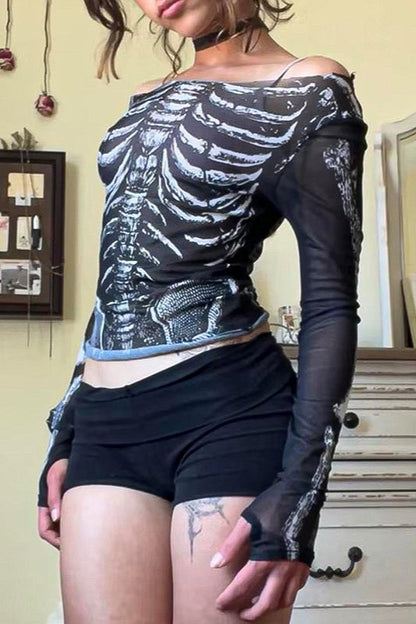 Skull Print Street Style T-Shirt