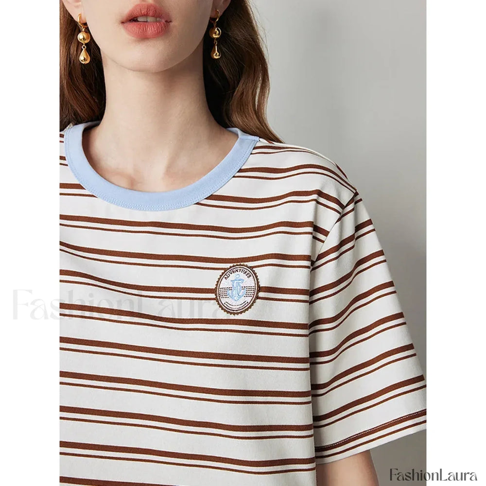 Academy Stripe Round Neck T Shirt