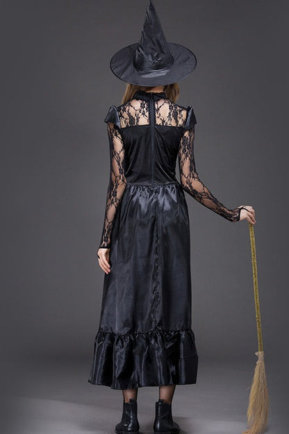 Sexy Black Lace Witch Cosplay Halloween Costume