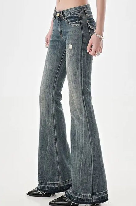 Slim Fit Low Waist Micro Flare Jeans