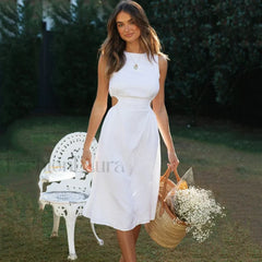 Adjustable Cutout Midi Dress White1 / S