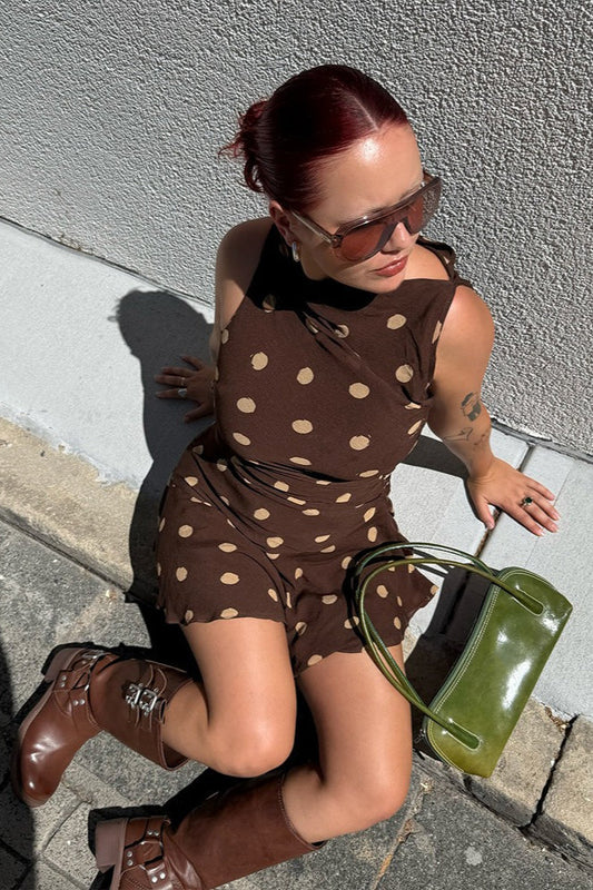 Polka Dot Ruched Bodycon Mini Dress