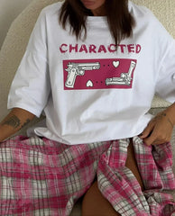 Aesthetic Graphic Printed Cotton T Shirt white / M