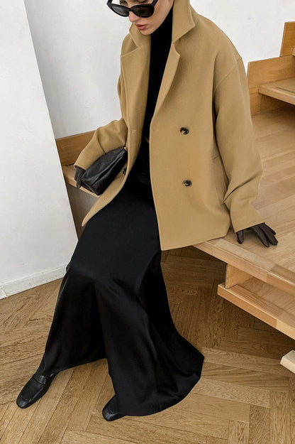 Loose Wool Lapel Coat coats