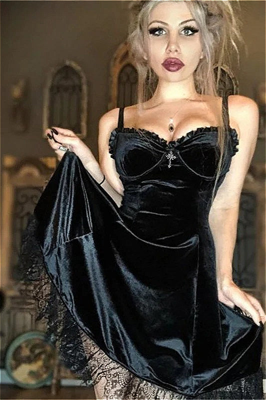 Halloween Lace Trim Cami Dress