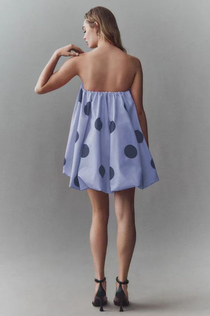 Sexy Polka Dot Strapless Bodycon Mini Dress
