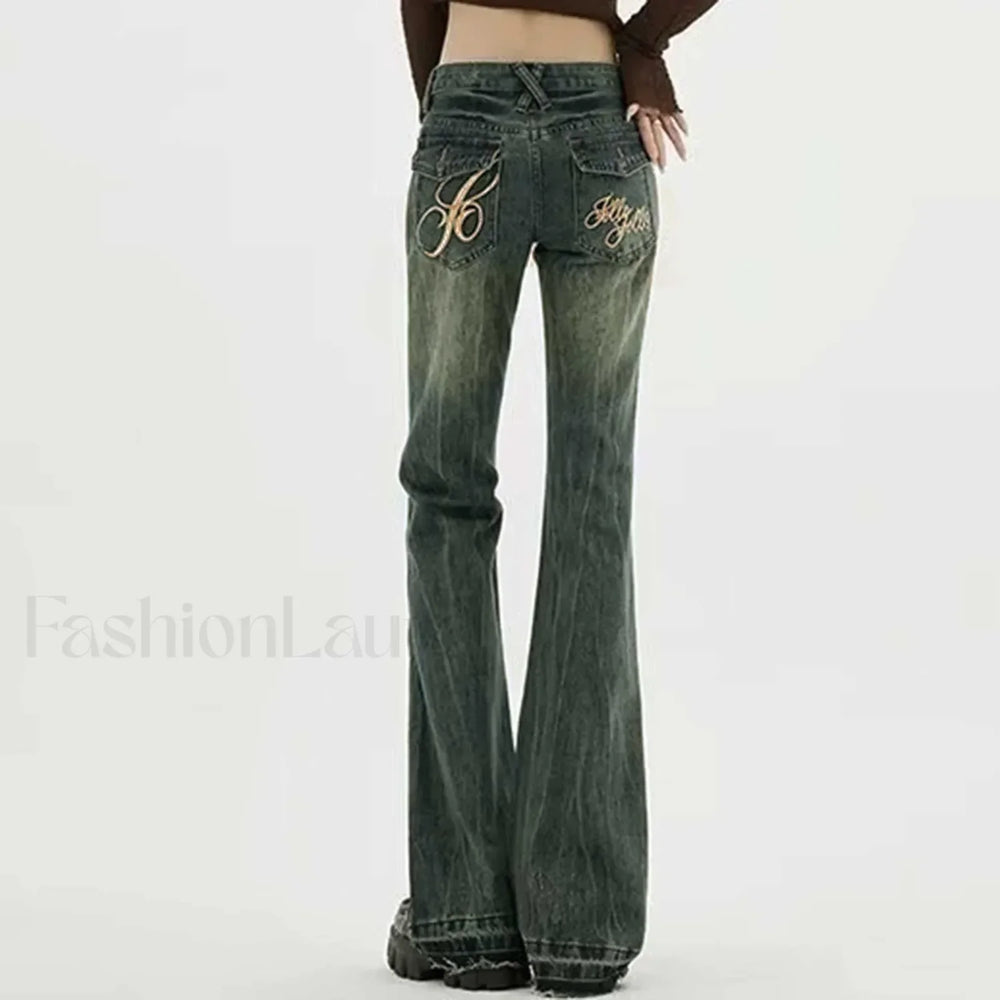 American Retro High Waist Cargo Streetwear Jeans