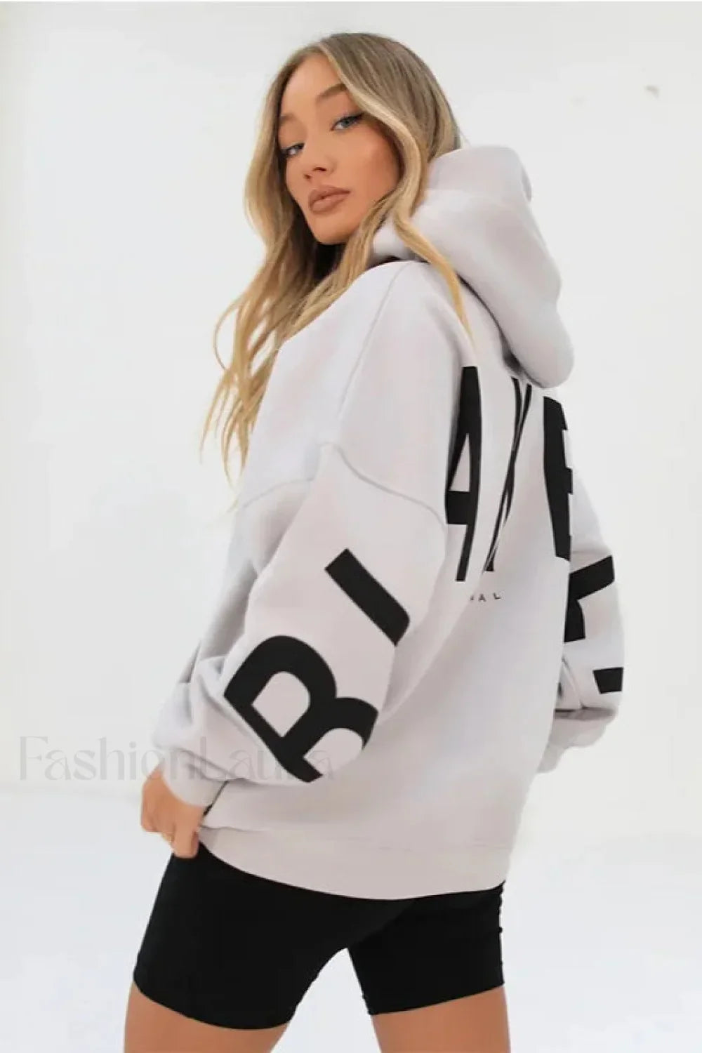 American Retro Letter Print Oversized Hoodie