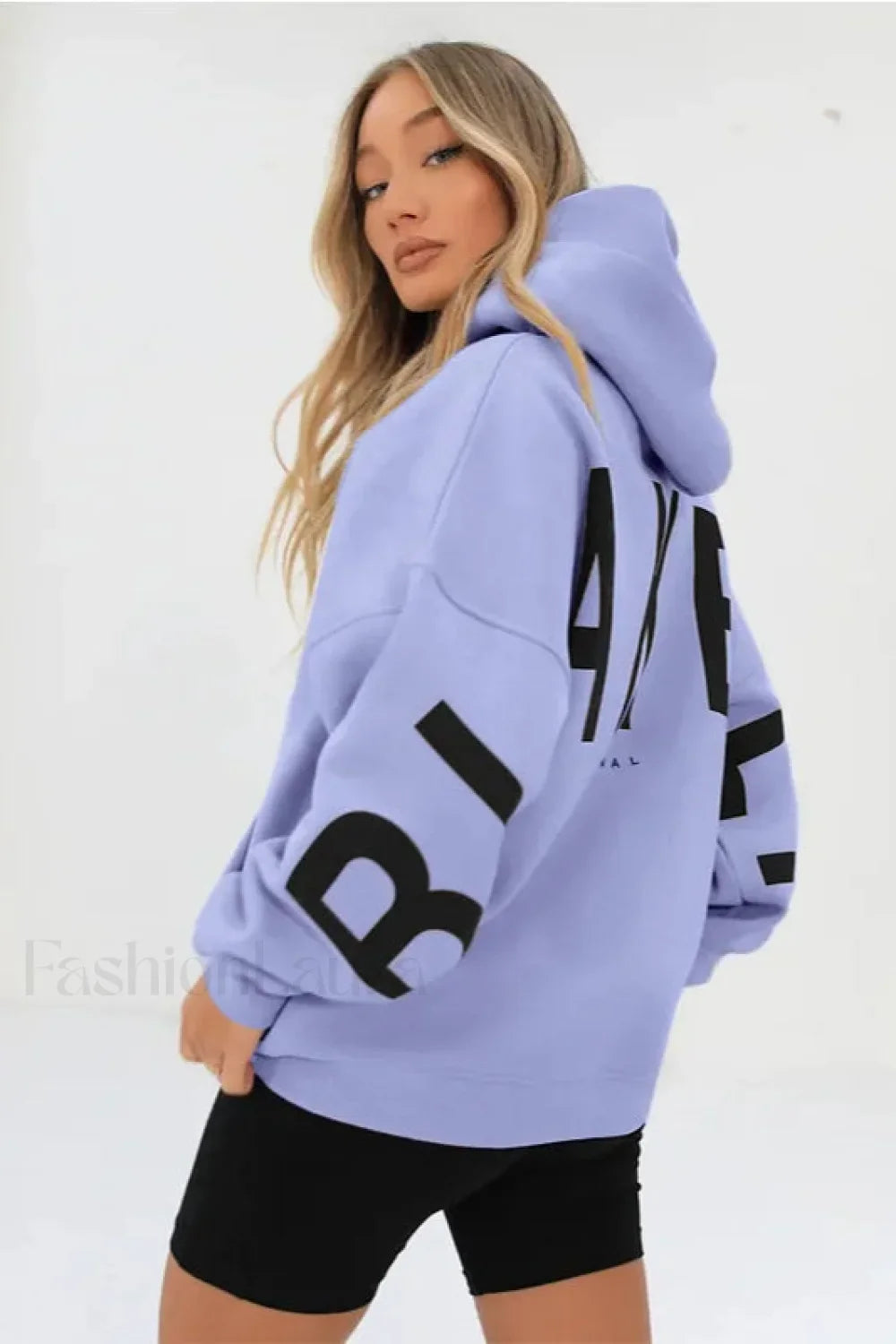 American Retro Letter Print Oversized Hoodie Purple / S