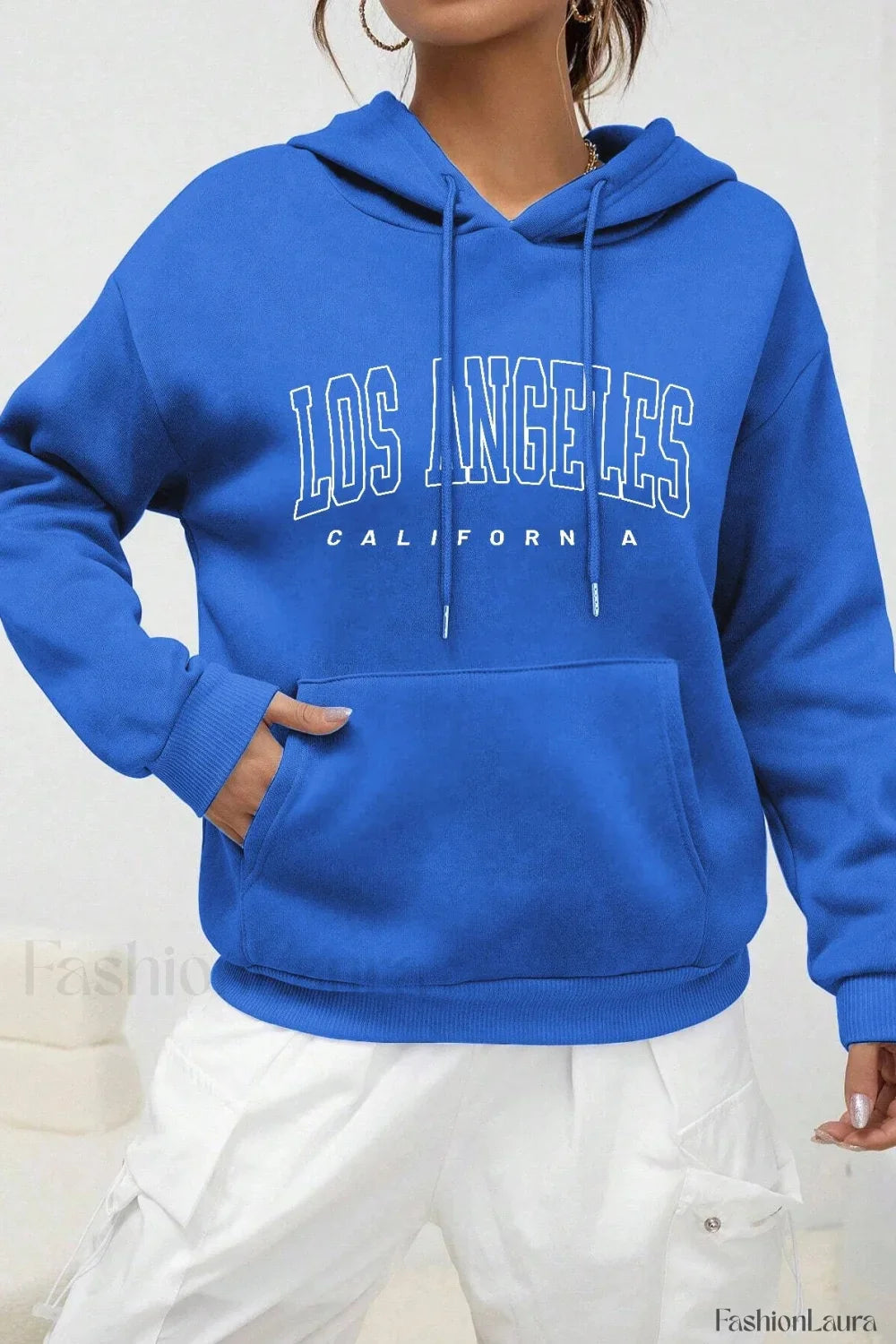 American Style Casual Fleece Hoodie Blue / M