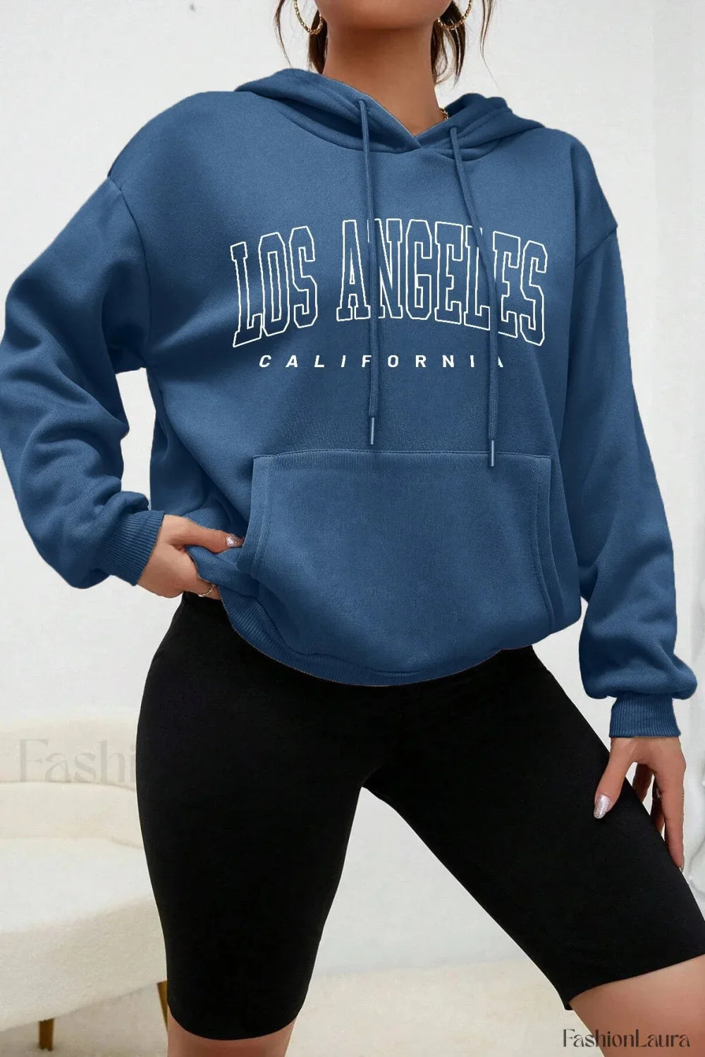 American Style Casual Fleece Hoodie Navy blue / M