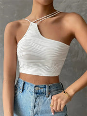 Asymmetric Grunge Neck Crop Top