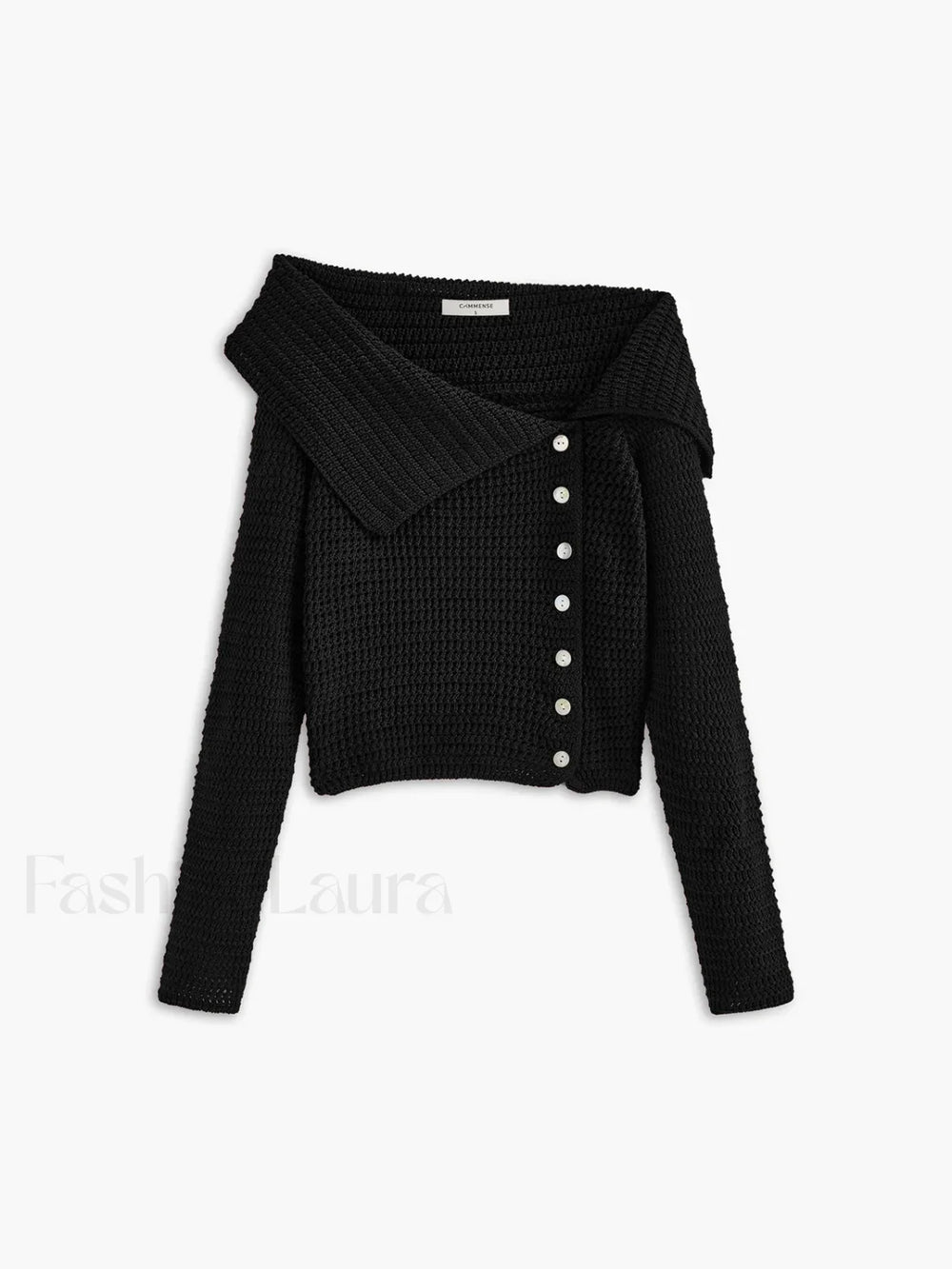 Asymmetrical Breasted Knit Top Black / XS Knit Tops