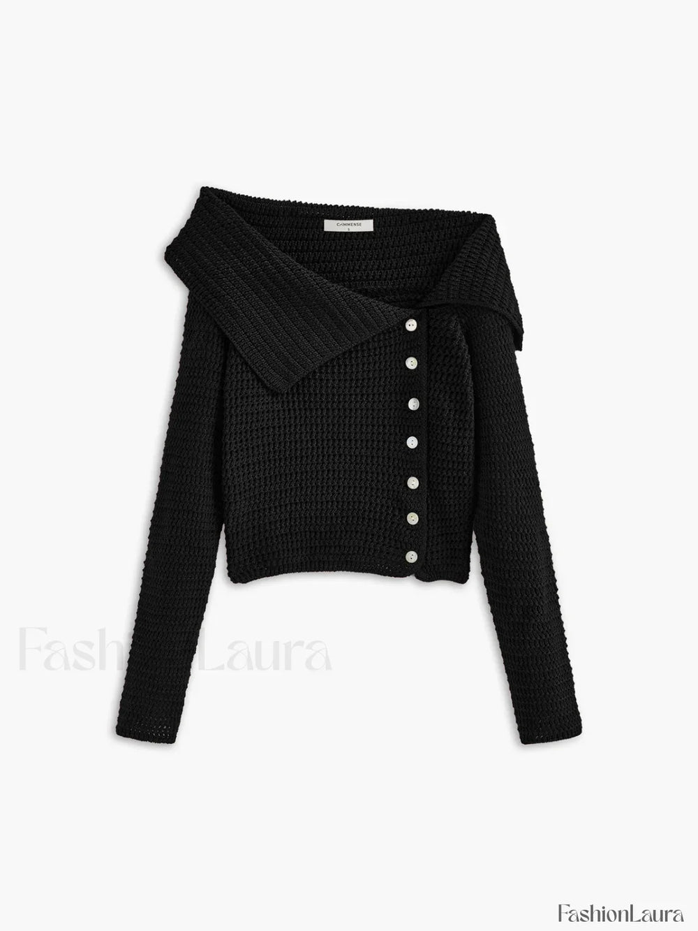 Asymmetrical Breasted Knit Top Black / XS Knit Tops
