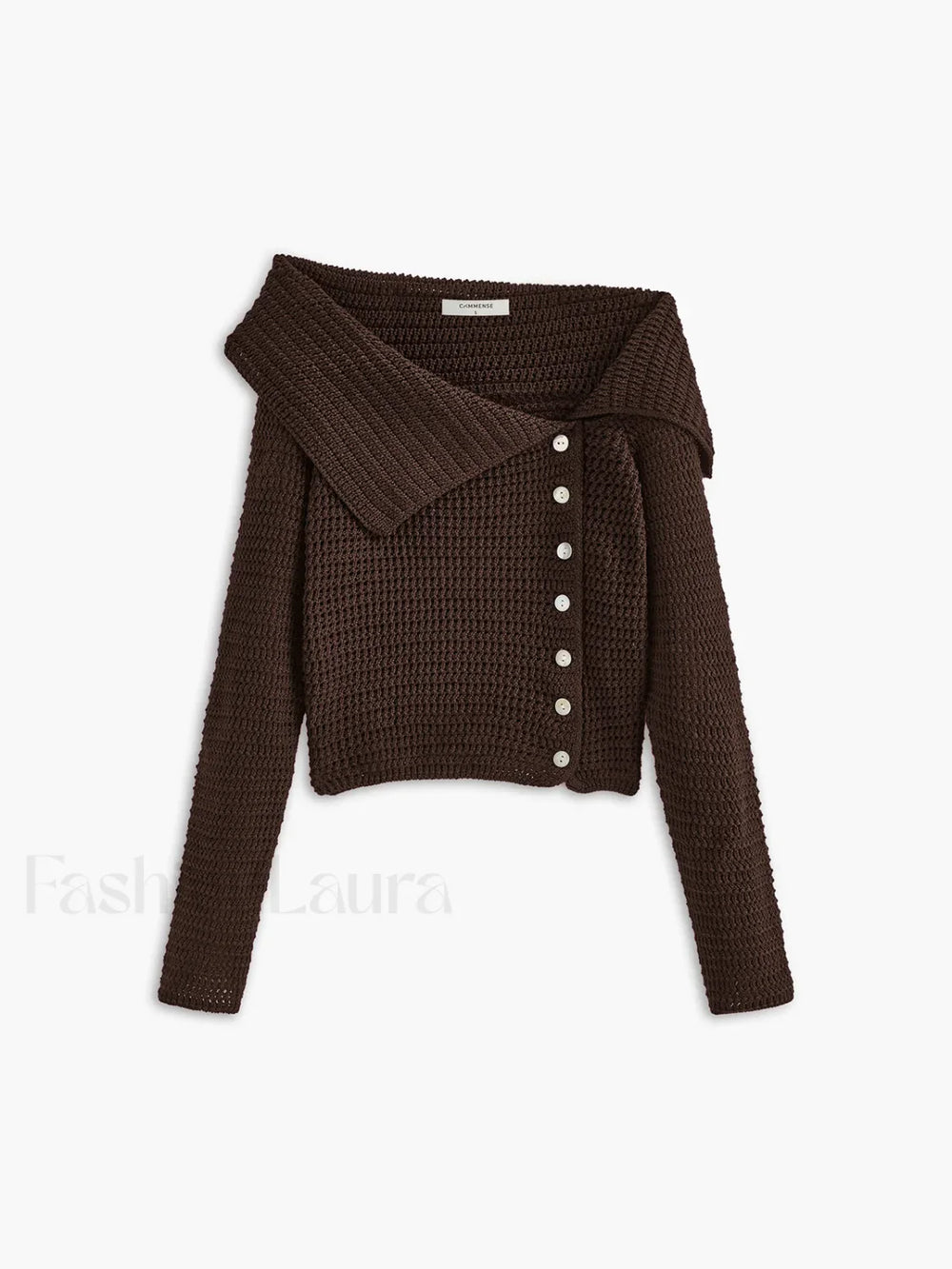 Asymmetrical Breasted Knit Top Dark Brown / XS Knit Tops